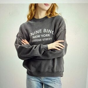 Anine Bing Charcoal Sweatshirt with New York Print